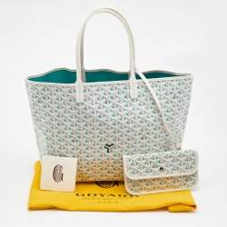 Goyard White/Green Goyardine Coated Canvas and Leather Saint Louis PM Tote