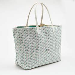 Goyard White/Green Goyardine Coated Canvas and Leather Saint Louis PM Tote