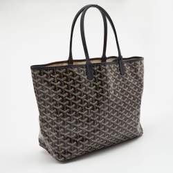 Pre Owned Goyard Black Goyardine Coated Canvas and Leather Saint Louis PM Tote