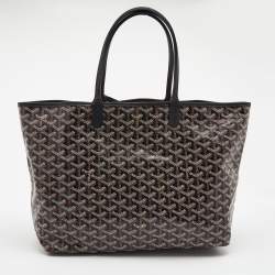 Pre Owned Goyard Black Goyardine Coated Canvas and Leather Saint Louis PM Tote