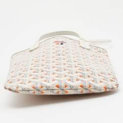 Pre Owned Goyard White/Orange Goyardine Coated Canvas and Leather Poitiers Claire Voice Bag