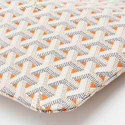 Pre Owned Goyard White/Orange Goyardine Coated Canvas and Leather Poitiers Claire Voice Bag