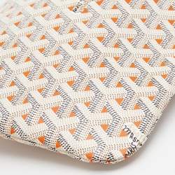 Pre Owned Goyard White/Orange Goyardine Coated Canvas and Leather Poitiers Claire Voice Bag