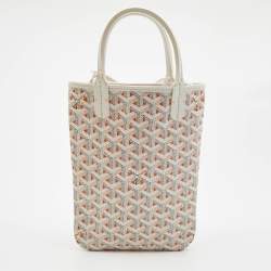 Pre Owned Goyard White/Orange Goyardine Coated Canvas and Leather Poitiers Claire Voice Bag
