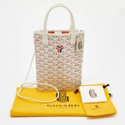 Pre Owned Goyard White/Orange Goyardine Coated Canvas and Leather Poitiers Claire Voice Bag