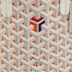 Pre Owned Goyard White/Orange Goyardine Coated Canvas and Leather Poitiers Claire Voice Bag
