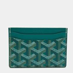 Pre Owned Goyard Green Coated Canvas and Leather Saint Sulpice Card Holder