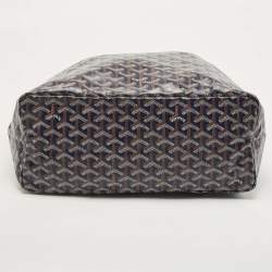 Pre Owned Goyard Navy Blue Goyardine Coated Canvas and Leather Saint Louis PM Tote
