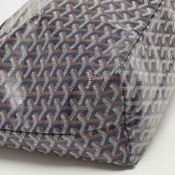 Pre Owned Goyard Navy Blue Goyardine Coated Canvas and Leather Saint Louis PM Tote