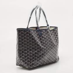 Pre Owned Goyard Navy Blue Goyardine Coated Canvas and Leather Saint Louis PM Tote