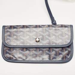 Pre Owned Goyard Navy Blue Goyardine Coated Canvas and Leather Saint Louis PM Tote
