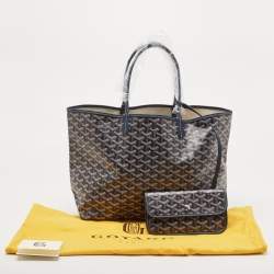 Pre Owned Goyard Navy Blue Goyardine Coated Canvas and Leather Saint Louis PM Tote