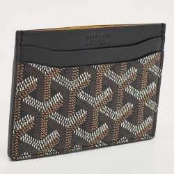 Pre Owned Goyard Black Goyardine Coated Canvas and Leather Saint Sulpice Card Holder