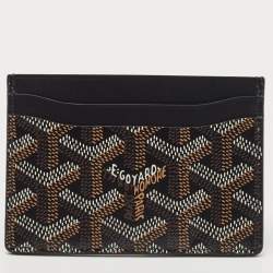 Pre Owned Goyard Black Goyardine Coated Canvas and Leather Saint Sulpice Card Holder