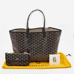 Goyard Black Goyardine Coated Canvas and Leather Saint Louis PM Tote