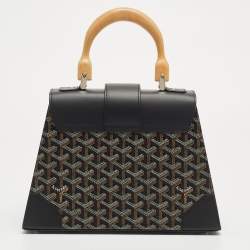 Goyard Black Coated Canvas and Leather PM Saigon Top Handle Bag