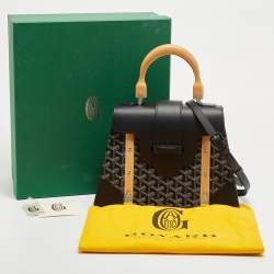 Goyard Black Coated Canvas and Leather PM Saigon Top Handle Bag