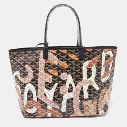 Pre Owned Goyard Black Goyardine Coated Canvas Camouflage Lettres 170th Anniversary Saint Louis PM Tote