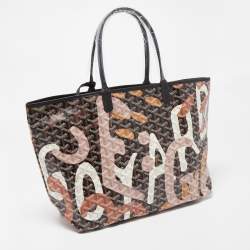 Pre Owned Goyard Black Goyardine Coated Canvas Camouflage Lettres 170th Anniversary Saint Louis PM Tote