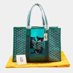 Pre Owned Goyard Green Goyardine Coated Canvas and Leather Villette Tote
