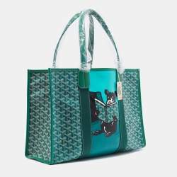 Pre Owned Goyard Green Goyardine Coated Canvas and Leather Villette Tote