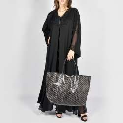 Pre Owned Goyard Black Goyardine Coated Canvas and Leather Saint Louis GM Tote