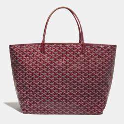 Pre Owned Goyard Burgundy Goyardine Coated Canvas and Leather Saint Louis GM Tote