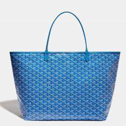 Goyard Sky Blue Chevron Print Coated Canvas Goyardine Rouette PM