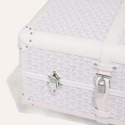 Goyard White Goyardine Canvas & Clamecy Cowhide Bourget PM Trolley Case