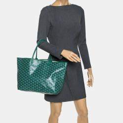 Pre Owned Goyard Green Goyardine Coated Canvas and Leather Saint Louis PM Tote