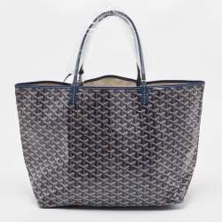 Pre Owned Goyard Navy Blue Goyardine Coated Canvas and Leather Saint Louis GM Tote