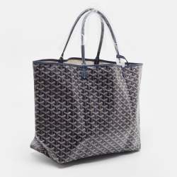 Pre Owned Goyard Navy Blue Goyardine Coated Canvas and Leather Saint Louis GM Tote