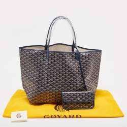 Pre Owned Goyard Navy Blue Goyardine Coated Canvas and Leather Saint Louis GM Tote