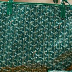 Goyard Green Goyardine Coated Canvas and Leather Saint Louis GM Tote