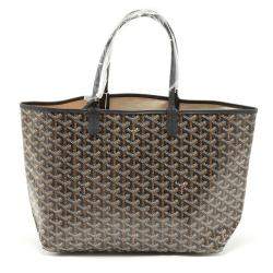 Pre Owned Goyard Black Goyardine Coated Canvas and Leather Saint Louis PM Tote