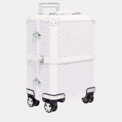 Goyard White Goyardine Canvas & Clamecy Cowhide Bourget PM Trolley Case