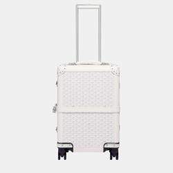 Goyard White Goyardine Canvas & Clamecy Cowhide Bourget PM Trolley Case