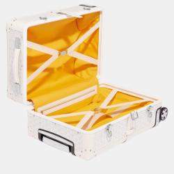 Goyard White Goyardine Canvas & Clamecy Cowhide Bourget PM Trolley Case