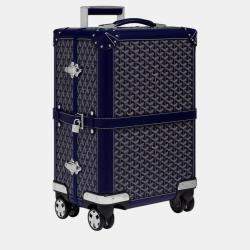 Goyard Navy Blue Goyardine Canvas & Clamecy Cowhide Bourget PM Trolley Case