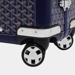 Goyard Navy Blue Goyardine Canvas & Clamecy Cowhide Bourget PM Trolley Case
