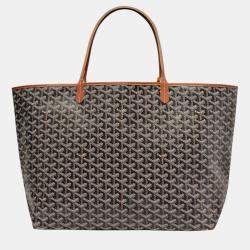 Pre Owned Goyard Black/Tan Goyardine Coated Canvas and Leather Saint Louis GM Tote