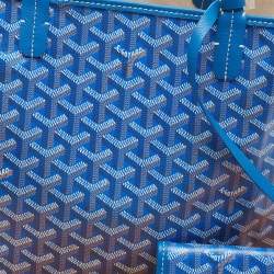 Pre Owned Goyard Blue Goyardine Coated Canvas and Leather Saint Louis PM Tote