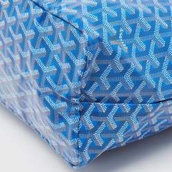 Pre Owned Goyard Blue Goyardine Coated Canvas and Leather Saint Louis PM Tote