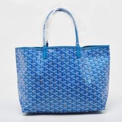 Pre Owned Goyard Blue Goyardine Coated Canvas and Leather Saint Louis PM Tote