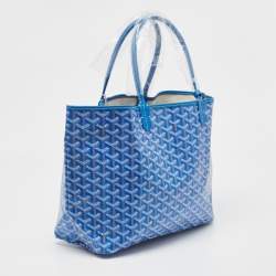 Pre Owned Goyard Blue Goyardine Coated Canvas and Leather Saint Louis PM Tote