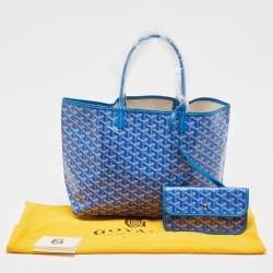 Pre Owned Goyard Blue Goyardine Coated Canvas and Leather Saint Louis PM Tote
