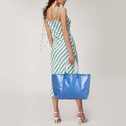 Pre Owned Goyard Blue Goyardine Coated Canvas and Leather Saint Louis PM Tote