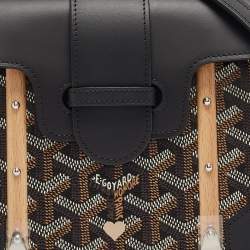 Pre Owned Goyard Black Goyardine Coated Canvas & Leather Limited Edition Customized Heart Mini Saigon Top Handle Bag