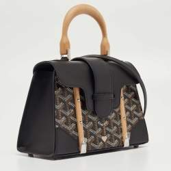 Pre Owned Goyard Black Goyardine Coated Canvas & Leather Limited Edition Customized Heart Mini Saigon Top Handle Bag