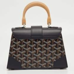 Pre Owned Goyard Black Goyardine Coated Canvas & Leather Limited Edition Customized Heart Mini Saigon Top Handle Bag